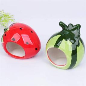 img 3 attached to 🐹 Gutongyuan Ceramic Hamster House - Adorable Cartoon Shape Hideout for Hamsters and Chinchillas - Small Animal Mini Hut - Cage Accessories