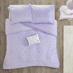 img 1 attached to MI ZONE Rosalie Comforter: Ultra-Soft Microlight Plush Bedding-Set with Metallic Printed Hearts, Twin/Twin XL, Purple/Silver