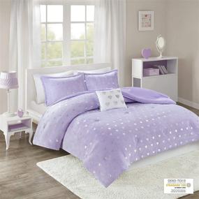 img 2 attached to MI ZONE Rosalie Comforter: Ultra-Soft Microlight Plush Bedding-Set with Metallic Printed Hearts, Twin/Twin XL, Purple/Silver