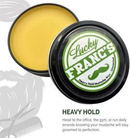 img 2 attached to 🧔 Lucky Franc's Unscented Mustache Wax: Classic Strong Hold Moustache and Beard Wax - All Natural and Scent Free Formula with Beeswax and Coconut Oil. USA Made Moustache Styling Wax for Men. 2 Ounces - Your Perfect Mustache Styling Solution!