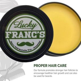 img 1 attached to 🧔 Lucky Franc's Unscented Mustache Wax: Classic Strong Hold Moustache and Beard Wax - All Natural and Scent Free Formula with Beeswax and Coconut Oil. USA Made Moustache Styling Wax for Men. 2 Ounces - Your Perfect Mustache Styling Solution!