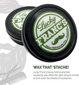 img 3 attached to 🧔 Lucky Franc's Unscented Mustache Wax: Classic Strong Hold Moustache and Beard Wax - All Natural and Scent Free Formula with Beeswax and Coconut Oil. USA Made Moustache Styling Wax for Men. 2 Ounces - Your Perfect Mustache Styling Solution!