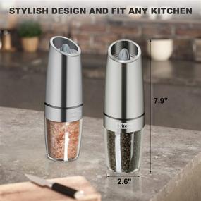 img 1 attached to 🧂 Arkera Premium Electric Salt and Pepper Grinder, Set of 2 Electric Pepper Grinders, One-Hand Operated with LED Light, Adjustable Coarseness, Battery Powered, Large Capacity (Stainless Steel)