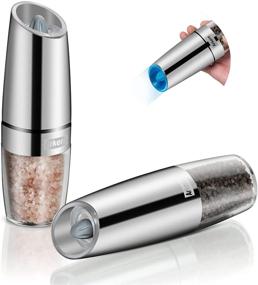 img 4 attached to 🧂 Arkera Premium Electric Salt and Pepper Grinder, Set of 2 Electric Pepper Grinders, One-Hand Operated with LED Light, Adjustable Coarseness, Battery Powered, Large Capacity (Stainless Steel)