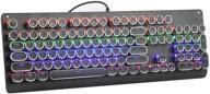 🎮 e-yooso k600 retro mechanical gaming keyboard: enhanced gaming experience with 104 keys and black switch, rainbow led backlit design logo
