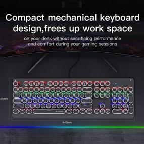 img 2 attached to 🎮 E-YOOSO K600 Retro Mechanical Gaming Keyboard: Enhanced Gaming Experience with 104 Keys and Black Switch, Rainbow LED Backlit Design