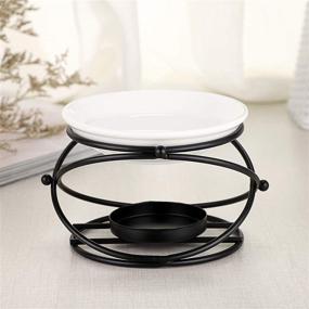 img 1 attached to 🕯️ European Metal Oil Burner Wax Warmer for Home Decor - Delicate Ceramic Tealight Candle Holder, Aromatherapy Fragrance Warmer, Tart Burner, and Diffuser