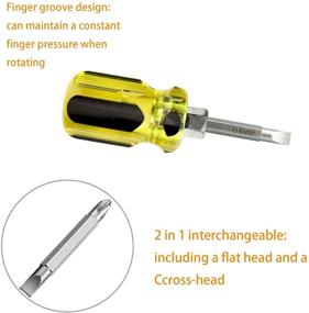 img 1 attached to 🔧 Короткий отвертка Buspoll; компактный 2-в-1 плоский и филипс отвертка 6 x 38 мм с кристальной ручкой