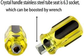 img 2 attached to 🔧 Короткий отвертка Buspoll; компактный 2-в-1 плоский и филипс отвертка 6 x 38 мм с кристальной ручкой