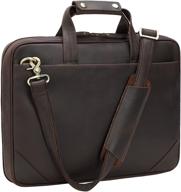 👜 genuine leather slim briefcase for men - 15.6 inch laptop crossbody shoulder messenger bag - brown vintage attache case handbag for business, work, and lawyers logo