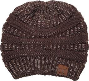 img 3 attached to 🧣 Funky Junque Solid Ribbed Beanie: Cozy Cable Knit Slouchy Hat for Warmth and Style