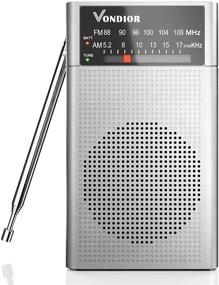img 1 attached to 📻 Vondior Silver Portable Battery Operated Transistor Radio – Best Reception and Longest Lasting AM FM Radio – Powered by 2 AA Batteries with Mono Headphone Socket