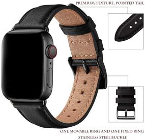 img 2 attached to OMIU Квадратный подлинная кожаная сменная браслетка - Совместим с Apple Watch (38мм / 40мм / 42мм / 44мм) - Серии 6/5/4/3/2/1 и iWatch SE - Черный / Черный коннектор