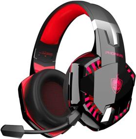 img 4 attached to 🎧 PHOINIKAS G2000 PS4 Gaming Headset: Wired Over Ear Headphones with Detachable Mic, Bluetooth Wireless Earphones for Xbox One, PS5, PC, Phone - 7.1 Sound, 12h Battery (Red)