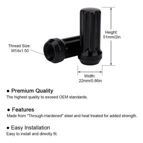 img 2 attached to 🔧IronTek Шестигранные гайки 14x1.5 черные 32шт для Ford F-250 F-350, грузовиков Chevrolet GMC с 8 гайками, Chevrolet Hummer | Шуруповертные гайки для колес 7-Spline Acorn Spline