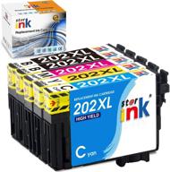🖨️ high-quality and cost-effective remanufactured ink cartridge set for epson 202xl 202 xl (5 packs) - compatible with wf2860 xp5100 wf-2860 xp-5100 printer (2 black, cyan, magenta, yellow) logo