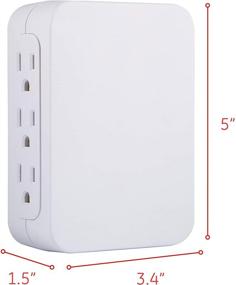 img 1 attached to GE Pro 6 Outlet Wall Tap Surge Protector: Боковой доступ, крепление с 3 выводами, удлинитель с вставкой в розетку