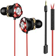 🎧 spe-g9 gaming earbuds: dual microphone, dual drivers, volume control - perfect for ps4, ps5, pc, nintendo & mobile game (red) logo