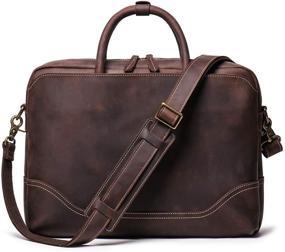 img 3 attached to 👜 Leathfocus Genuine Men's Leather Briefcase Laptop Bag: Full Grain Leather Messenger Bag - Classic Tote (Dark Brown)