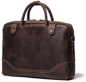 img 2 attached to 👜 Leathfocus Genuine Men's Leather Briefcase Laptop Bag: Full Grain Leather Messenger Bag - Classic Tote (Dark Brown)