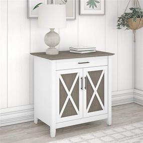 img 3 attached to 🖥️ Bush Furniture Key West Secretary Desk: Keyboard Tray, Storage Cabinet - Pure White & Shiplap Gray