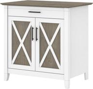 🖥️ bush furniture key west secretary desk: keyboard tray, storage cabinet - pure white & shiplap gray logo