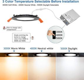 img 3 attached to 6-Pack Black 4-Inch Slim LED Recessed Light Canless Dimmable with Junction Box - Color Selectable 9W 3000K-4000K-5000K - 120V Ultra Thin Downlight High Bright 900LM - IC Rated, Wet Location, ETL Listed