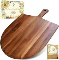 🍕 7 degrees west wood pizza board: acacia pizza peel & cheese board, farmhouse wall decor & bread board - perfect for gifts! logo