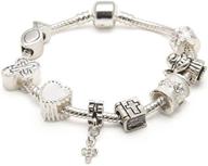 🏻 silver plated charm bracelet for girls' first communion - liberty charms, gift box included logo