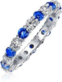 img 4 attached to Stackable CZ Eternity Ring for Women & Teens - Alternating Two Tone Birthstone Colors, Sterling Silver, 12 Months