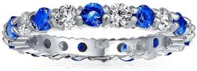 img 3 attached to Stackable CZ Eternity Ring for Women & Teens - Alternating Two Tone Birthstone Colors, Sterling Silver, 12 Months