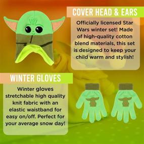 img 3 attached to 🧢 Stay Cozy with Star Wars Baby Yoda Winter Hat and Gloves Set for Kids – Soft Mittens and Warm Beanie for Cold Weather