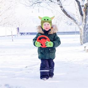 img 1 attached to 🧢 Stay Cozy with Star Wars Baby Yoda Winter Hat and Gloves Set for Kids – Soft Mittens and Warm Beanie for Cold Weather