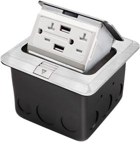 img 4 attached to 🔌 Stainless Steel Cover Pop Up Floor Outlet- 20amp TR Outlet with USB Chargers, 4.2A- JACEPFY Receptacle Box