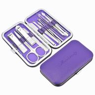 💜 premium stainless steel manicure set with leather case - 12 piece nail clipper kit for men & women (purple) logo