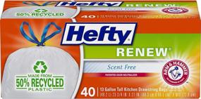 img 4 attached to 🗑️ Hefty Renew Tall Kitchen Trash Bags, White, Unscented - 40 Count for 13 Gallon