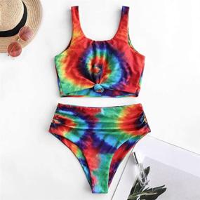 img 2 attached to 👙 ZAFUL Black Waisted Swimsuit for Women - Cirss Swimwear Clothing, Swimsuits & Cover Ups