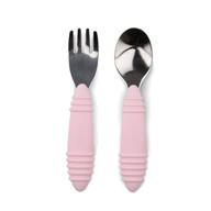 🍽️ bumkins pink silicone and stainless steel baby fork and spoon set – toddler utensils for self feeding logo