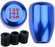 🔘 asooll aluminum alloy shift knob caps: universal 5-speed gear stick shift head with blue design - includes m8 m10 m12x1.25 adapters logo