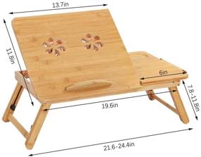 img 1 attached to 🎋 Bamboo Laptop Desk Adjustable - Portable Bed Tray with Tilting Top, Storage Drawer & Tablet Lap Tray for Homework, Study, Reading, Eating - Multifunctional Serving Table