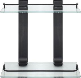 img 4 attached to Premium Quality MODONA Double Glass Wall Shelf with Rail in Rubbed Bronze Finish - 5 Year Warranty Included