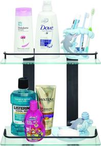 img 3 attached to Premium Quality MODONA Double Glass Wall Shelf with Rail in Rubbed Bronze Finish - 5 Year Warranty Included