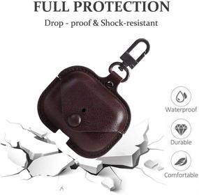 img 3 attached to 👜 Натуральный кожаный чехол для AirPods Pro - VOMA защитный чехол с карабином, коричневый