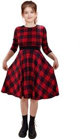 img 1 attached to 🎄 LuckyShe Christmas Buffalo Print Dresses with Pockets for Girls' Clothing