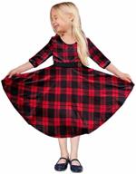 🎄 luckyshe christmas buffalo print dresses with pockets for girls' clothing logo