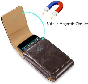 img 1 attached to Universal Vertical Leather Flip Cover Phone Belt Clip Case - suily Cell Phone Holster Waist Pouch with Magnetic Closure for iPhone 6 Plus/7 Plus/8 Plus, Samsung Android Phones (Brown, 5.5 inches)