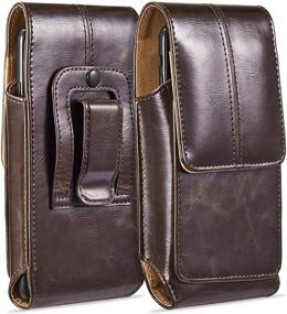 img 4 attached to Universal Vertical Leather Flip Cover Phone Belt Clip Case - suily Cell Phone Holster Waist Pouch with Magnetic Closure for iPhone 6 Plus/7 Plus/8 Plus, Samsung Android Phones (Brown, 5.5 inches)