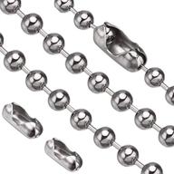 36-inch stainless steel bead chain with powerful pulling force and rustproof coating – includes 2 pieces, 6 sizes, 3.2mm ball chain, 4 matching connectors – silver finish логотип