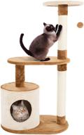 🐱 petmaker 3-tier cat tower with napping perches, cat condo, scratching posts, and hanging toy - ideal indoor cat tree (brown) logo