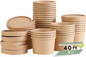 img 4 attached to 🍨 Heavy-Duty Ice Cream Bowls with Lids - 40 Pack 8 oz - Ice Cream Containers with Lids, Ice Cream Cups with Lids, Freezer Containers, Disposable Dessert Bowls with Lids, Party Supplies Treat Cups, Soup Cups